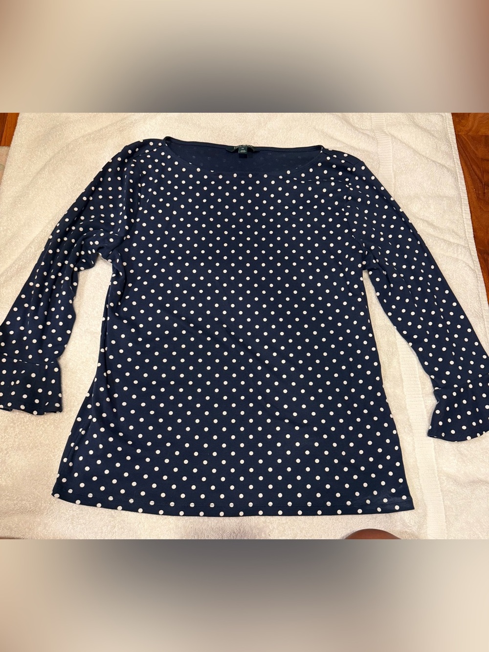 Ralph Lauren Navy with White Polka Dot Long Sleeve Tee